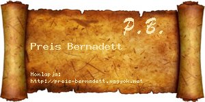 Preis Bernadett névjegykártya